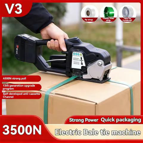 14.4V Electric Strapping Machine 3500N Portable Automatic Packing Tool for PP/PET Strap Warehouse Lo