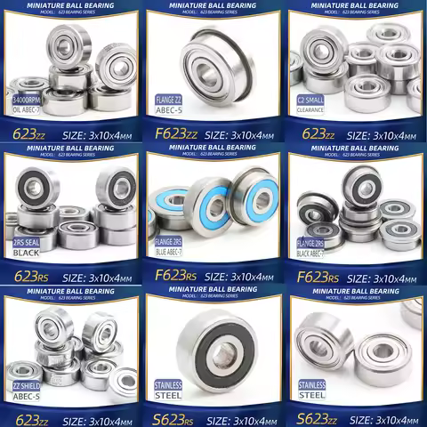 FUSHI 623 ZZ Bearing 3x10x4 mm 10Pcs 623ZZ RS 2RS Flange Handpiece Bearings For Strong Industrial Mo