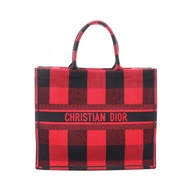 【二手】Dior Book Tote 大號 ObliqueRED/黑色帆布手提包 女士款