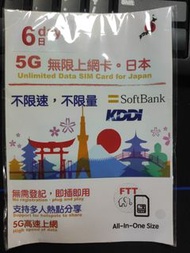 日本無限上網 SIM Card (6日)