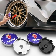 4PCS 60mm Car Wheel Center Hub Caps Sticker Decal Car Styling For SAAB-9-3 9-5 9-7 9-4X 900 9000 92 93 Car modification parts