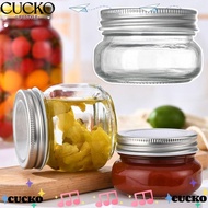 CUCKO Glass Canning Jars, with Regular Mouth Lids Microwave Safe Mason Jars with Sliver Lids, Round 
