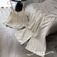 2d cream floral short-sleeved house dress BB-0080