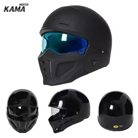 Unisex Retro Motorcycle Helmet Full Face Electric Bike Scorpion Design 3C Certified Four Seasons Hal