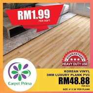 100% FROM KOREA 3MM LUXURY PLANK PVC 6inciX36inci 16pcs/Tikar Getah/Vinyl Corak Kayu Pelekat/24sqft Lantai Vinyl