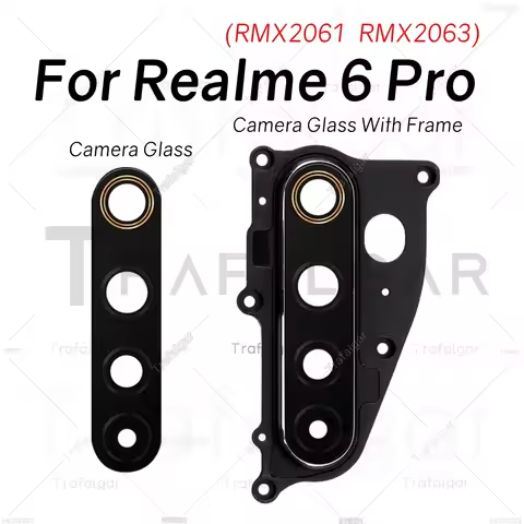 Back Camera Lens For Realme 6 Pro RMX2061 RMX2063 Rear Camera Glass Cover With Frame Bezel Replaceme