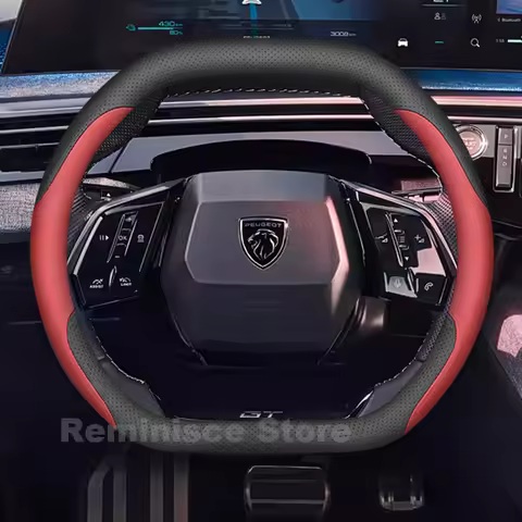 Leather Car Steering Wheel Cover for Peugeot 3008 e3008 GT Sport GT Hybrid 2021-2026 Auto Steering W