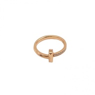 TIFFANY&CO T系列T1窄式18K黃金戒指帶鑽50