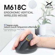 Delux Đầy Màu Sắc M618C RGB Dọc bluetooth không dây chế độ kép Sạc Ergonomic Cầm Tay Thẳng Chuột Chu