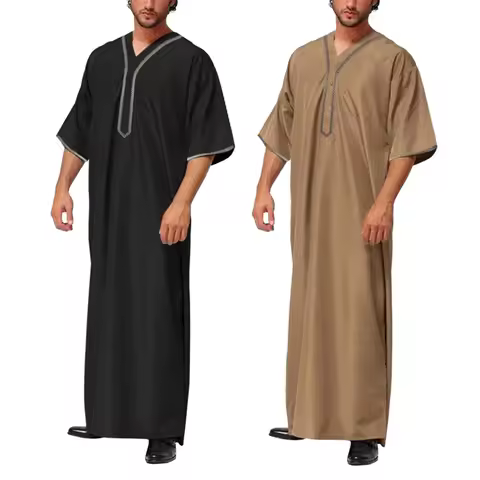 Men's Muslim Robe Islamic Ramadan Juba Kaftan Middle East Dubai Mens Robes Caftan Saudi Arabia Dress