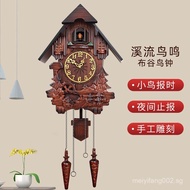European Style Solid Wood Carved Cuckoo Clock for Children's Room and Living Room, Musical Hourly Ch