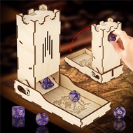 Portable Wooden Folding Dice Tower for DND Dragon Gaming Accessory Rolling Dice Tray Box