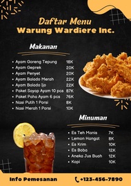 Jasa Desain Daftar Menu Warung Wardiere