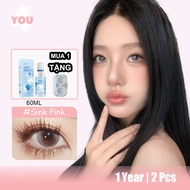 4YOU Contact Lens （0-8）Pink Color Natural 1 Year 14.5mm 1 Pair