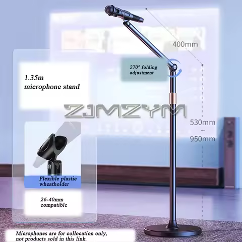 Microphone Stand Floor Live Broadcast Microphone Integrated Vertical Folding Stands Boom Arm Microph