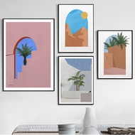 Boho Desert Landscape Poster Sunrise Sunset Art Print Vintage Canvas Painting Palm Natural Wall Picture For Living Room Decor