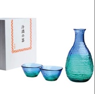 日本東洋佐佐木玻璃珊瑚海清酒杯清酒瓶套裝  bynckp Japan Toyo Sasaki Glass Coral Sea Sake Cup Sake Bottle Set 開瓶器 Decanter
