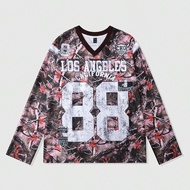 เสื้อยืดแขนยาวลายพรางไม้แห้งผู้ชาย เสื้อผ้าสตรีทแวร์กีฬา