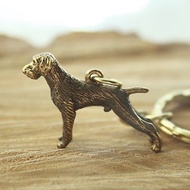 German Wirehaired Pointer dog figurine animals bronze KeyRing, Keychain