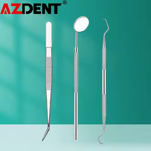 Azdent Dental Mouth Mirror Stainless Steel Instrument Pick Dentist Prepare Tool