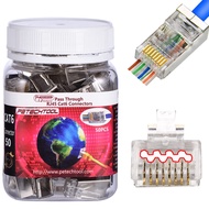 RJ45 23AWG Cat6a Cat6 Connector Gold Plated 8P8C Pass Through Shield Plug (50pieces)