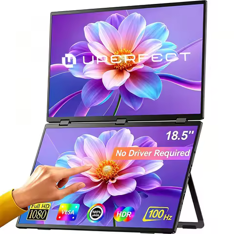 UPERFECT Delta Max 18.5" 100Hz Touchscreen Dual Portable Monitor 1080P HDR 360° Folding Stacked Trip