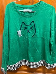 A la sha 綠色貓咪立體m號