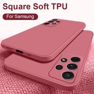 Macaron Candy Color Square Silicone TPU Phone Case For Samsung Galaxy S24 Ultra S23 S22 S21 S20 FE S10 Note 20 10 Plus Ultra All Inclusive Straight Edges