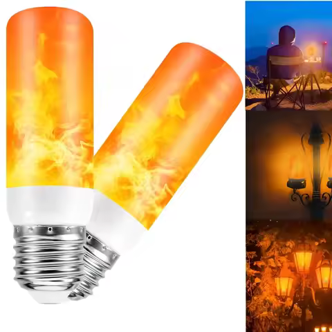 E27 E14 B22 LED Flame Bulb 9W Four Modes Flame Bulb Flashing LED Dynamic Flame Effect Light AC8V-265