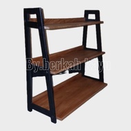 3-tier medium shelf,/ aesthetic wooden shelf, multi-purpose shelf rak bertingkat rak buku rak kasut