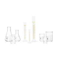 Glassware Set of 9, Beakers 50ml, 100ml, 250ml, Class A Cylinder 10ml, 50ml & 100ml & Erlenmeyer Fla