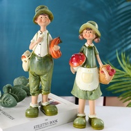 French Pastoral Style Fresh Cute Creative Ornaments Couples Children Hand-Painted Resin Desktop Birt