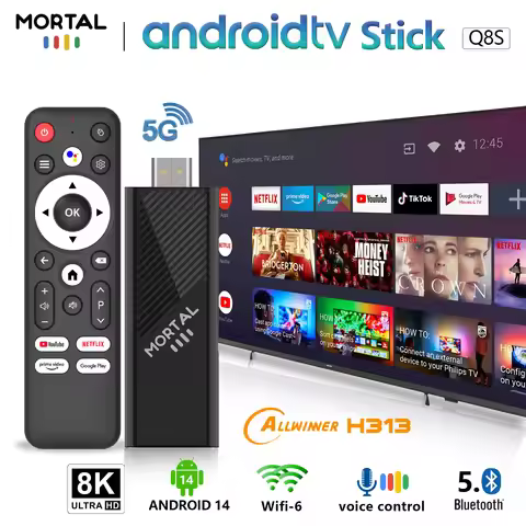 Factory price Android 14 Allwinner H313 TV stick 8GB 16GB Support HDR 8K display Youtube Wifi 6 BT5.