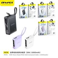 Awei P87K 10000mAh 30W PowerBank Built-In Cable Power Bank Mini Powerbank Portable 30W Fast Charging