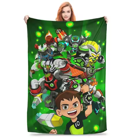 Ben 10 Omnitrix Unleashed Wool Blankets Funny Throw Blankets for Sofa Bedding Lounge 150*125cm Bedsp