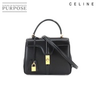 CELINE 16 Saze Small 2way hand shoulder bag leather black