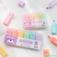 6pcs Cute Highlighter with Chop Korean Ins Highlighter Stationery Set Cute Highlighter Magic Pen