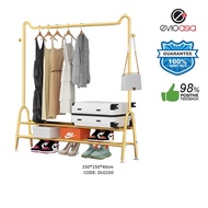 Double Layer Clothes Drying Rack Hanging Organizer Penyidai Baju Rak Baju (Black/Gold)