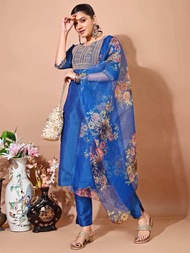 Cotton silk beautiful embroidery jari work kurti pant delivery 7-9 days