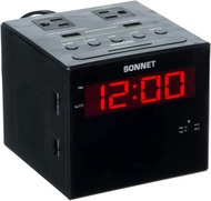 Alarm Clock Charging Station, AM FM Radio, Dual USB Charging Ports, Dual AC Outlets, Very Loud Alarm