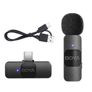 BOYA BY-V10 One-Trigger-One 2.4G Wire-less Microphone System Clip-on Phone Microphone Omnidirectional Mini Lapel Mic Auto Pairing Smart Noise Reduction 50M Transmission Range Replacement for Huawei Samsung Type-C Android Smartphones