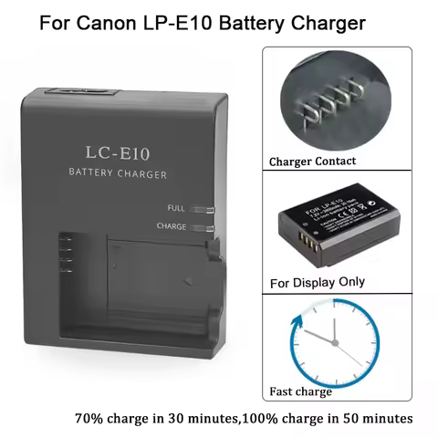 LP-E10 Camera Battery Charger Replace LC-E10C for Canon 1100D 1200D 1300D 1500D Rebel T3 T5 T6 T7 T1