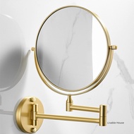 Foldable Double-Sided Makeup Mirror Bathroom Mirror 1:3X Makeup Mirror Wall Mounted Circular Mirror 