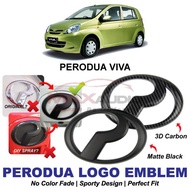 Car Emblem PERODUA VIVA Logo Lambang Hitam Depan Belakang Sticker Emblem Viva Matte Black Carbon Fro