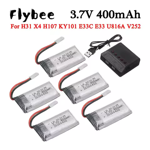 3.7V 400mAh Lipo Battery For X4 H107 H31 KY101 E33C E33 U816A V252 H6C RC Drone Spare Parts 3.7V 1S 