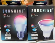 Sunshine LED 5.5w E27 GU10 220-240v 可變色 智能 LED Wi-Fi 燈膽 智能手機控制光暗及色溫