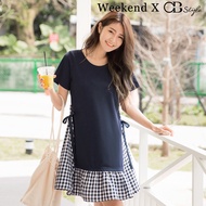 SG LOCAL WEEKEND X OB DESIGN CASUAL WORK WOMEN CLOTHES SHORT SLEEVE CHECKED MIDI DRESS 2 COLORS S-XXXL SIZE PLUS SIZE
