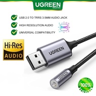 UGREEN USB to 3.5mm Audio Jack USB A 2.0 Sound Card Adapter Mic Audio TRRS Headphone DAC Chip USB Wi