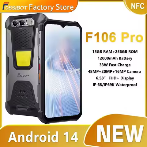 FOSSiBOT F106 PRO MTK G85,Android 14,15GB(8+7GB Extended) 256GB ROM Rugged Smartphone,12000mAh Batte