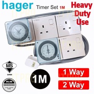PRO🏠Heavy duty use Hager Timer EH711 with 1way Switch Socket / 2 way Switch Socket For Swiftlet Farming Burung Wallet
